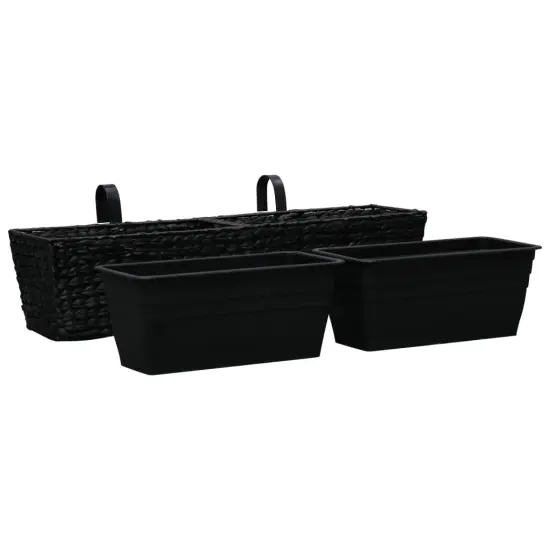 vidaXL Planters 2 pcs Water Hyacinth Black {3}