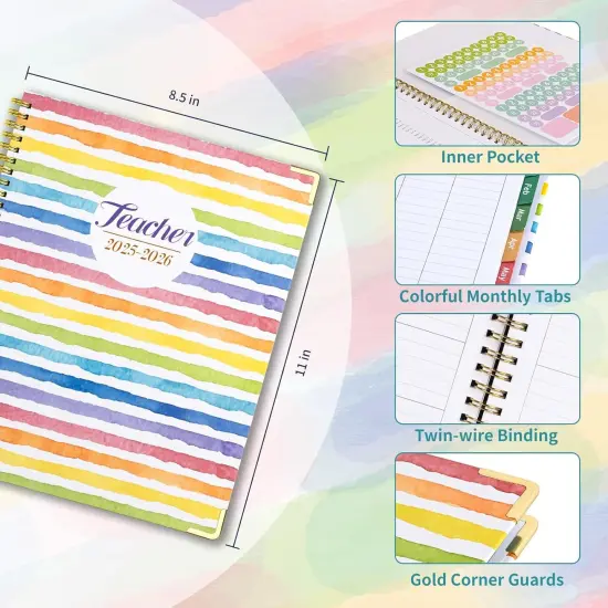 Teacher Planner 2025-2026 -Color Stripe {4}