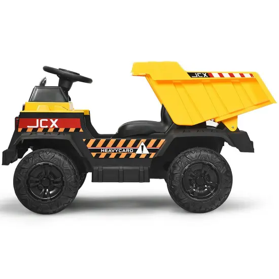 Costway 12V Battery Kids Ride On Dump Truck RC Construction Tractor w/ Electric Bucket & Electric Dump Bed {4}