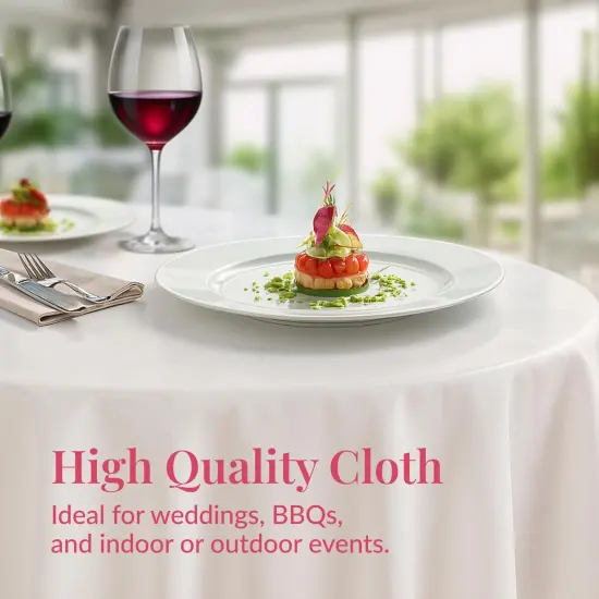 Prestee 4-Pack 84-Inch White Round Plastic Tablecloth Disposable - Durable Waterproof Table Covers for Weddings, BBQ, Parties, Outdoor Events - Elegant White Plastic Tablecloths Round for Any Occasion {4}