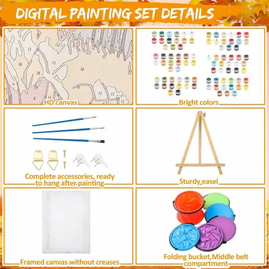 6 Sets Pre Drawn Paint by Numbers Kit - 16x12 Inch - Autumn {3}
