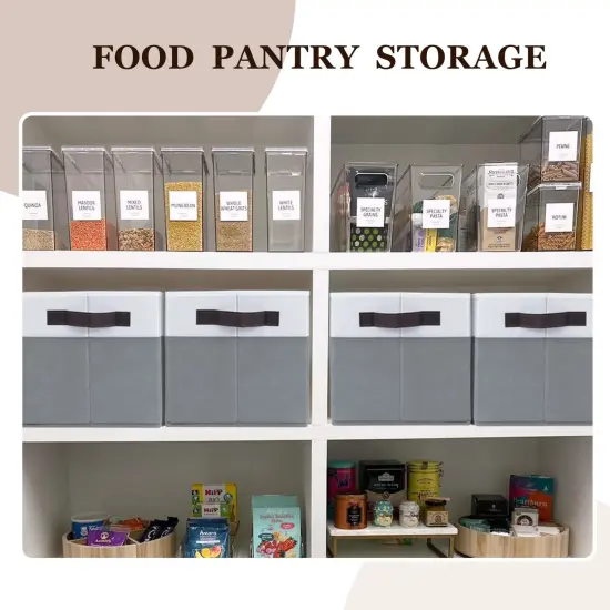 4 Pack Large Storage Baskets for Shelves | Fabric Closet Organizers and Storage Bins with Handles Home Organization | Decorative Collapsible Baskets for Organizing Clothes Toy Nursery 14"x10" {2}