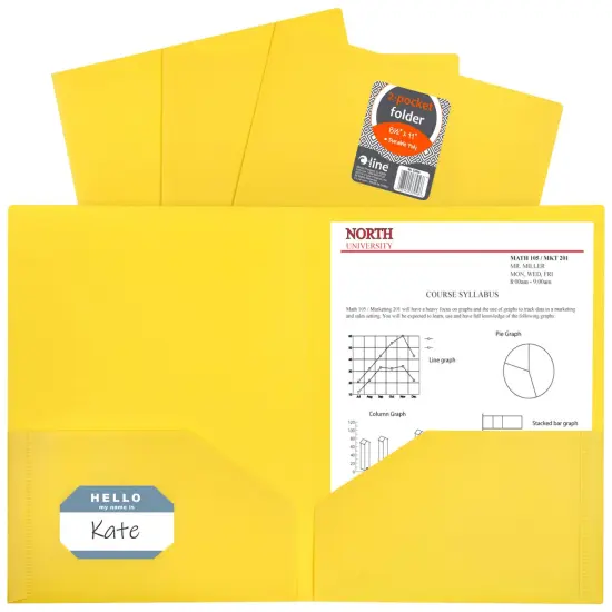C-Line Poly 2-Pocket Portfolio Folder, Letter Size, Yellow, Pack of 25 {3}