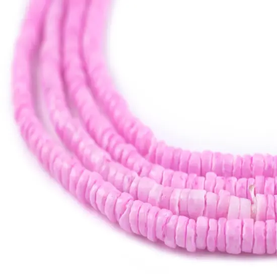 The Bead Chest Tulip Pink Sliced Shell Heishi Beads (3mm) {1}