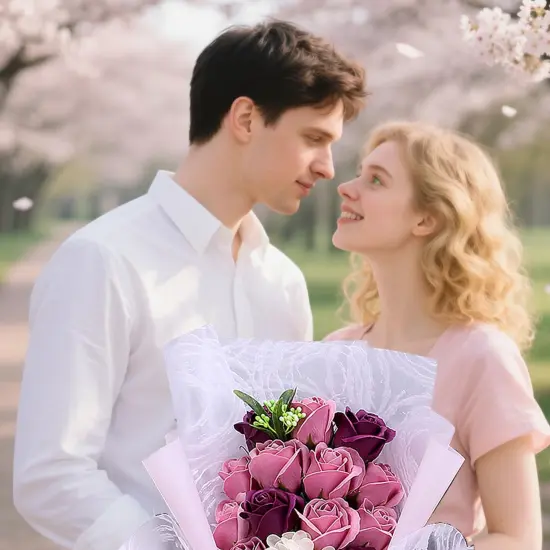 Valentines Rose Flowers with Gift Box (Pink) {2}