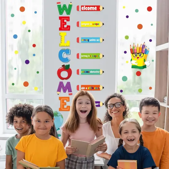 Welcome Window Door Clings Stickers,Welcome Poster for Classrooms Door Decorations {5}