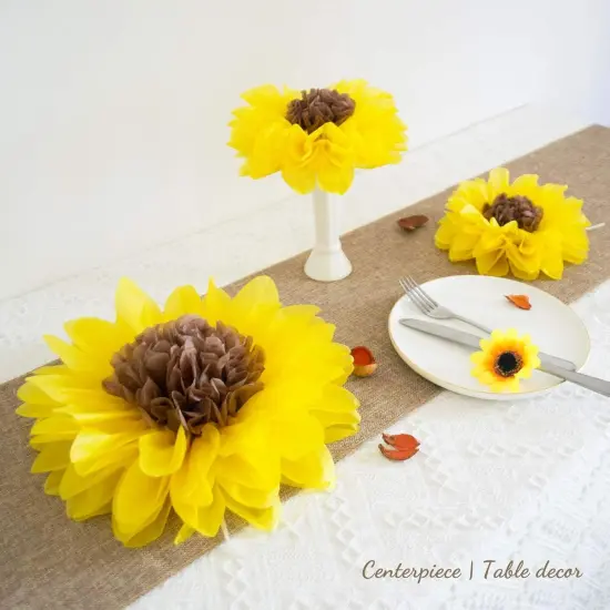 Pack of 10-Sunflower Tissue Paper Pom Poms D&eacute;cor Yellow Flowers,12" 8" {5}