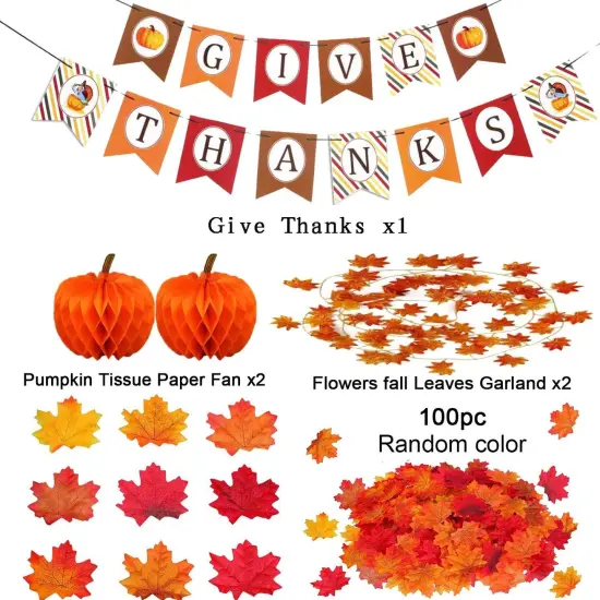 GIVE Thanks Hanging Banner Autumn Pumpkin Honeycomb Ball {3}