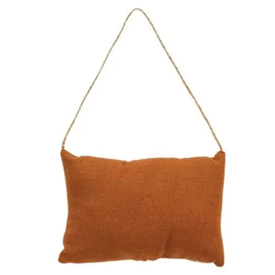 Fall Pillow Ornament White Front with Orange Back and Stitched Pumpkin for Thanksgiving Decor {2}