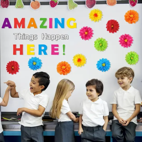 36 Pcs Classroom Tissue Paper Flower Bulletin Board Cutouts (Amazing Style) {5}