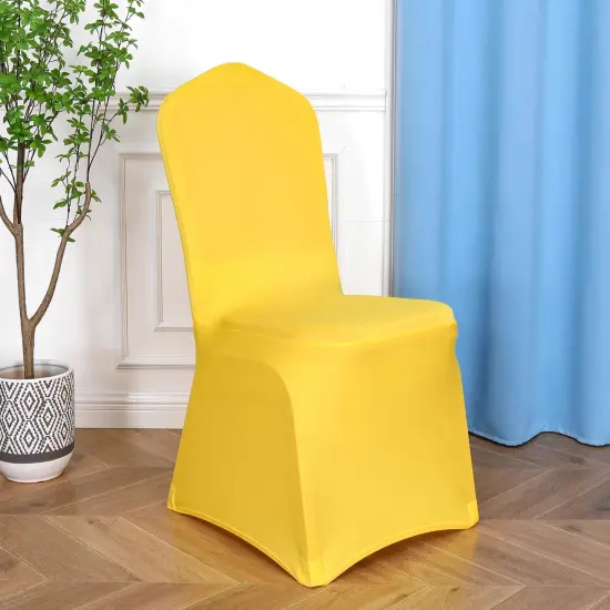 Canary Yellow Spandex Banquet Chair Cover with Snug Fit for Events and Parties {7}