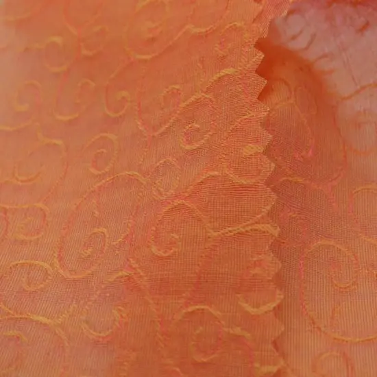 1 Yard Peach Swirl Organza Jacquard Apparel Fabric Woven Texture, 57/58" Wide {1}