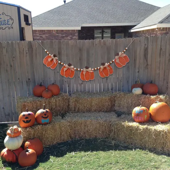 Little Pumpkin Banner - Halloween Banner for Theme Decoration,（Wood） {4}