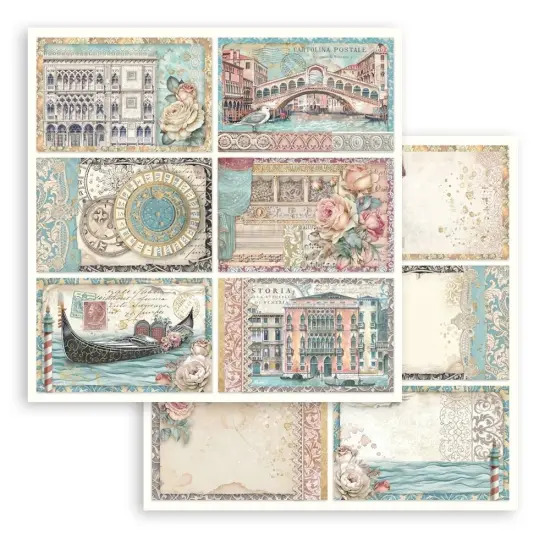 Stamperia Double-Sided Cardstock 12"x12"-Venice City of Art 6 cards {1}