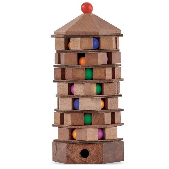 Collections Etc Chinese Pagoda Wooden Brainteaser Puzzle {1}
