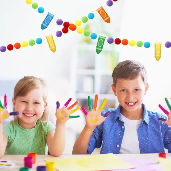 Back to School Felt Banner Colorful Pompom Ball Garland {4}