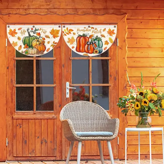 4 Pack Hello Fall Fan Flag Pumpkin Patch Bunting Welcome Fall {4}