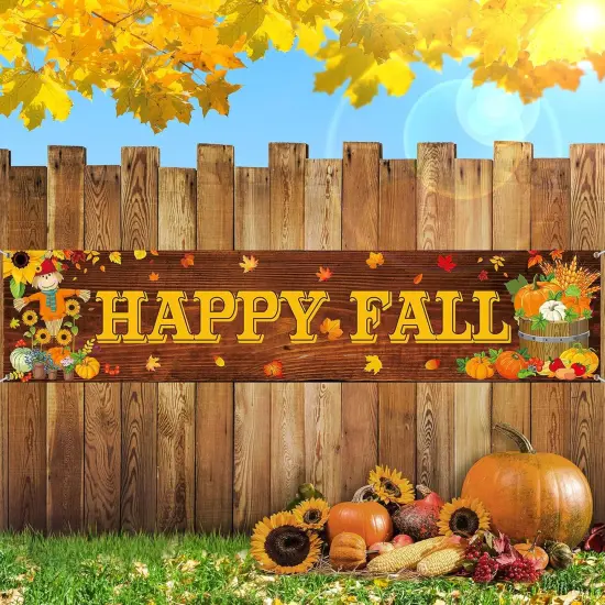 Large Happy Fall Welcome Banner Thanksgiving {4}