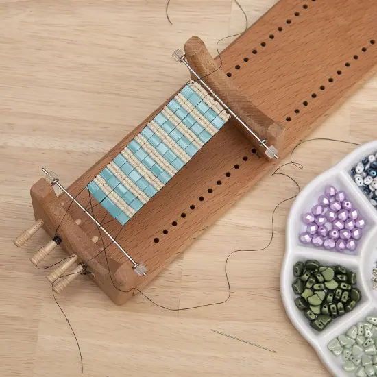 The Beadsmith Little Ricky Beading Loom, Two-Warp Loom, 9.25" L x 2.5" W x 2.875" H, Wooden, Illustrated Instructions Included, Easy Assembly, Use to Create Necklace and Bracelet Designs {5}