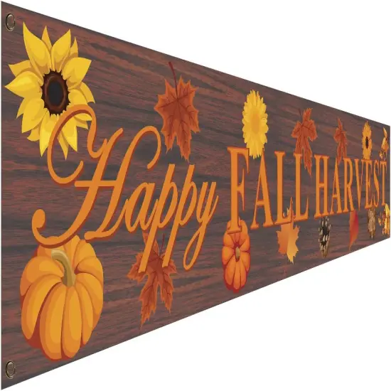 98" x 19" Large Happy Fall Harvest Banner {4}