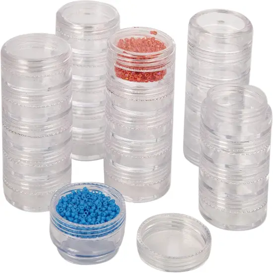 The Beadsmith Personality Case, Clear Plastic Bead Storage Case with 25 Removable and Stackable Jars, includes 5 screw top lids, Organizer Storage for Beads, Snap Lock Case for Jewelry and Crafts {5}
