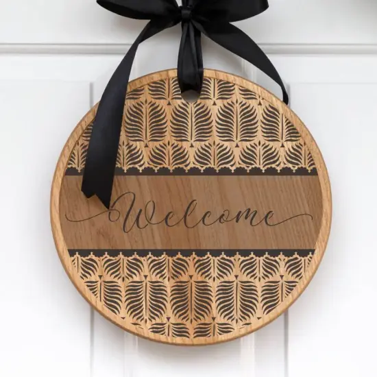 Palm Fronds Welcome Round Sign Stencil | Sign Stencil | DIY Sign Stencil | Round Stencil | Designer Stencils| {2}