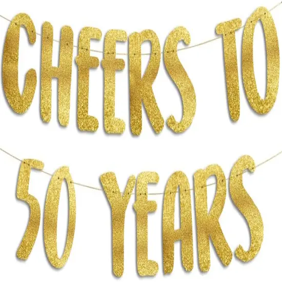 Cheers to 50 Years Gold Glitter Banner {1}