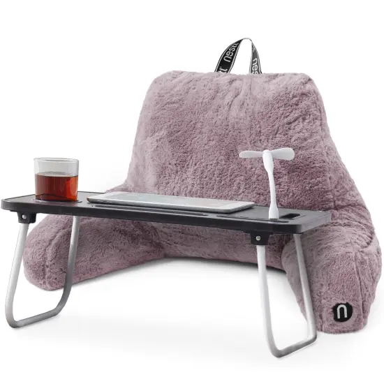 Nestl Fur Reading Pillow with Laptop Lap Desk Dusty Purple {1}