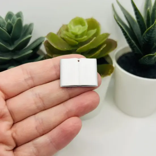 3D Gray Open Book Charms, 25x20mm {3}