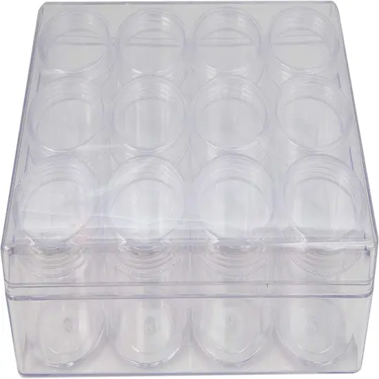 The Beadsmith Personality Case - Clear Storage Organizer Box, 6.25 x 4.75 x 2.1 inches - Includes 12 Small Containers with lids - 1.5 x 2 inches, Bead Holder {5}