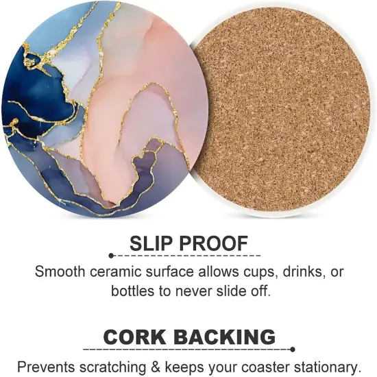 Pink Gold Marble Drink Absorbent Coaster {4}