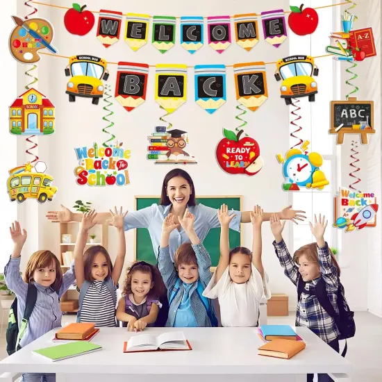 Welcome Back Banner and Hanging Swirls Set(Multicolor) {2}