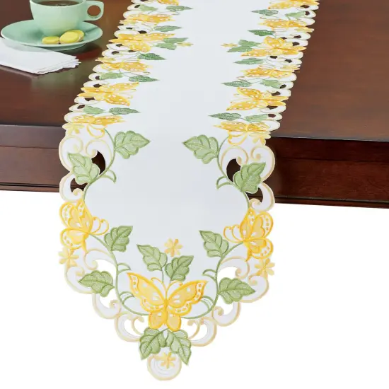 Collections Etc Embroidered Butterfly Leaf Table Linens {2}