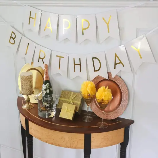 Fall Party Decorations - Burgundy Champagne Orange Tissue Pom Pom Banner {3}