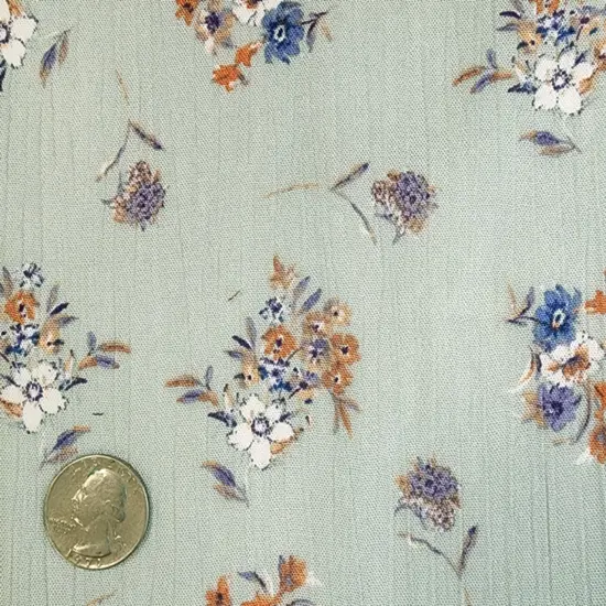 1 Yard Sky Rayon Crinkle Crepon Fabric, 50/52" Wide Lightweight Apparel Material {3}