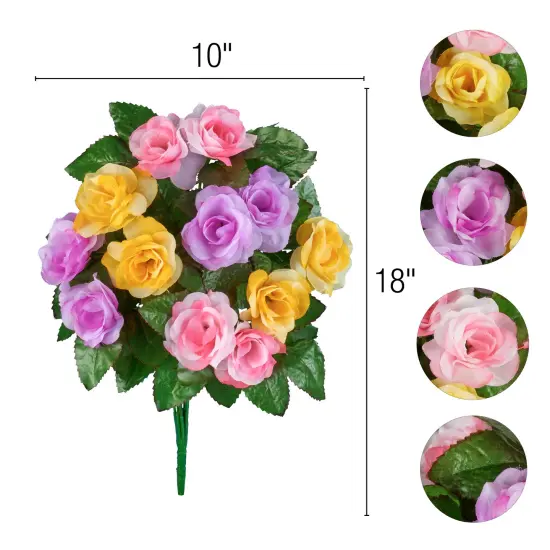 Collections Etc Artificial Pastel Rose Bushes Set of 3 {6}
