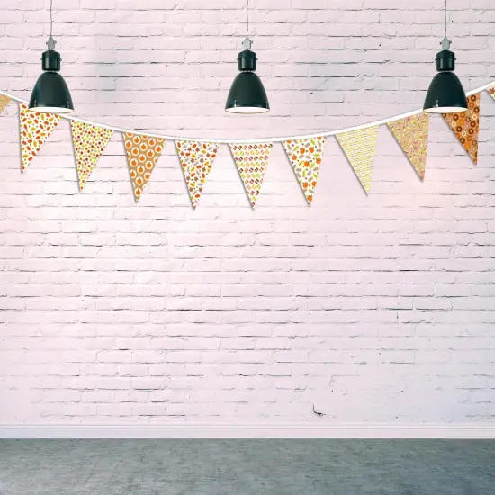 Hello Fall Party Decorations Fabric Triangle Pennant Banner {4}