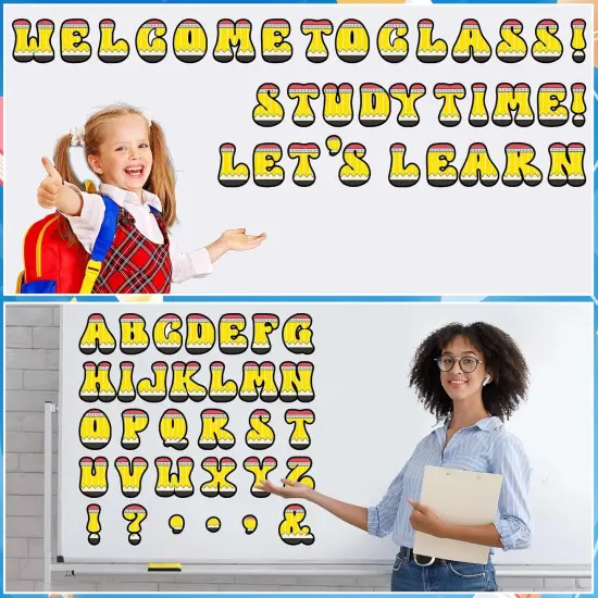150 PCS Large 6" Bulletin Board Letters Set, Pencil Themed Classroom Alphabet {5}