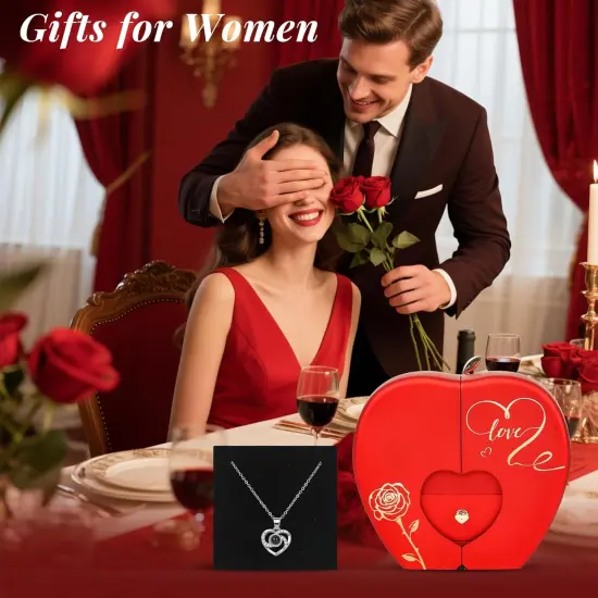 Preserved Real Rose with I Love You Necklace {4}