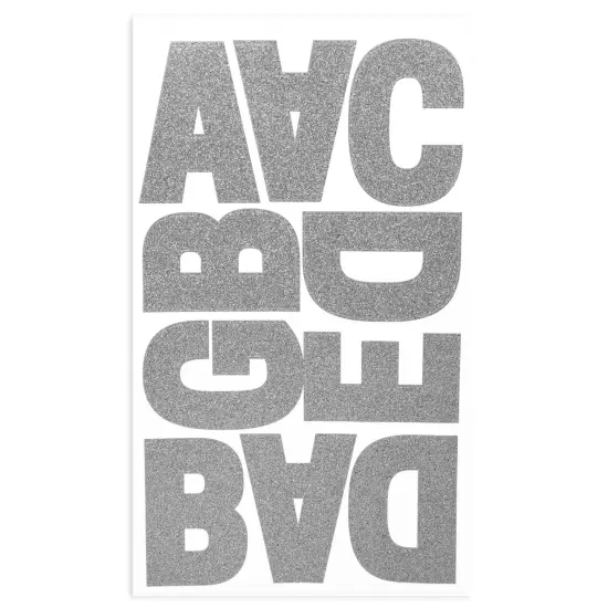 Craft Perfect Glitter Alphabet Sticker Sheet 2IN-Silver {6}