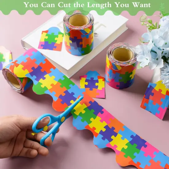 99 Feet Puzzle Bulletin Board Borders 3 Rolls Puzzle Pieces Classroom Borders {5}