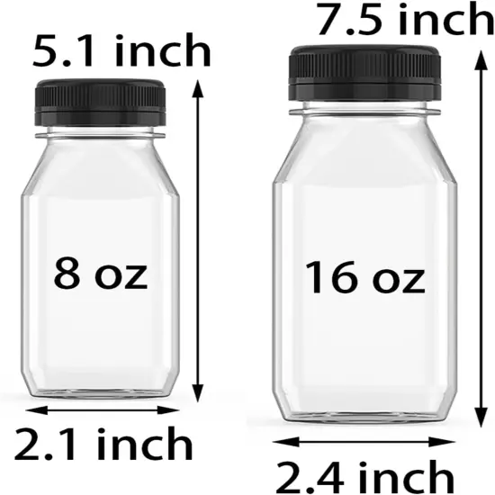 8 Pcs 8 Ounce Plastic Juice Bottle Drink Containers Juicing Bottles with Black Lids {2}