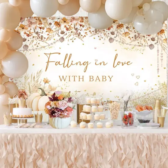 Wildflower Fall Little Pumpkin Baby Shower Banner- 5.9x3.6ft {3}