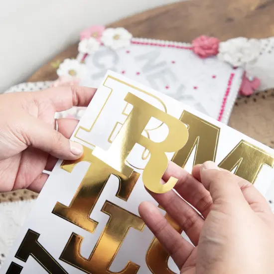 Craft Perfect Foil Alphabet Sticker Sheet 2IN-Gold {4}