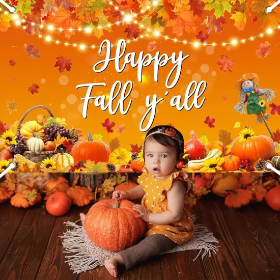 Happy Fall Y'all Backdrop Banner Autumn Harvest {4}