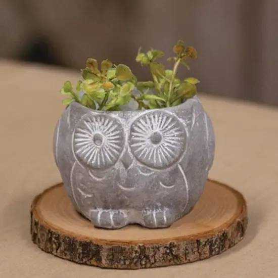 Small Owl Resin Planter Pot for Faux Plants or LED Candle Display {2}