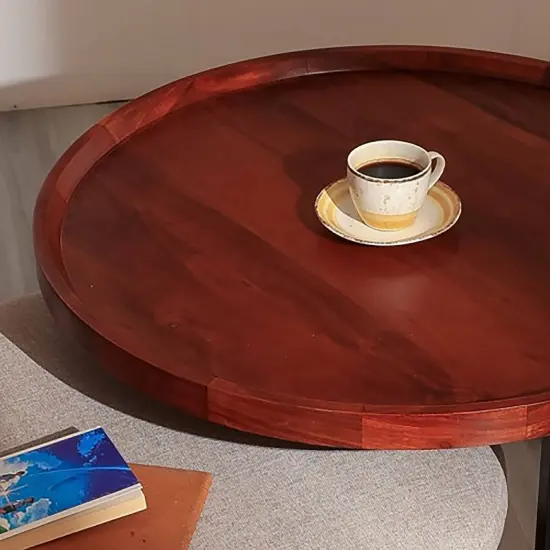 Wooden Nesting Table with Metal Stand And Nesting Drum {3}