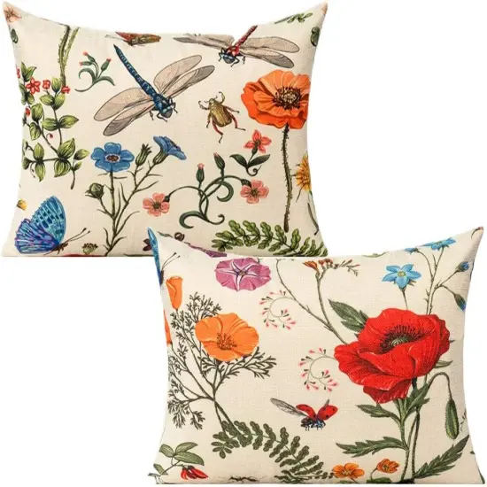 12x20 Throw Pillow Covers Set of 2 Outdoor Summer Spring Garden Flowers Farmhouse D&eacute;cor Outside Furniture Bench Decorative Cushion Cases for Patio Sofa Couch Chair Bed {1}