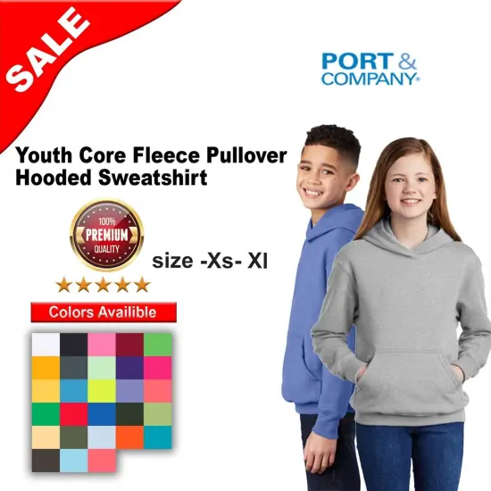 Port & Company&reg; Youth Core Fleece Pullover Hooded Turtle Neck Long Sleeve Sweatshirt Gold {2}