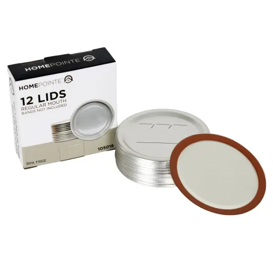 HomePointe Canning Lids, Regular Mouth Mason Jar Lids, Fits Regular Mouth Glass Jars, Food Preservation for Canning Pickling and Storage, One Pack of 12 {1}